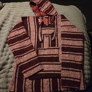 Men's Striped Hoodie Sweater in Red and Brown
